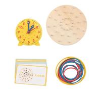 blloocod Wooden Geoboard Clock Toy - Montessori Teaching Time & Geometry Educational Game for Kids- With Clock Model