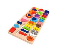 blloocod Wooden Shape Sorter Toy for 1 2 3 Year Olds, 5 in 1 Number Puzzle Stack and Sort Board, Montessori Preschool Learning Toy for Toddlers