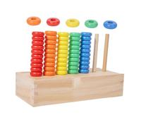 blloocod Wooden Stacking Rings Toy, Color Sorting Stacker with Counting Rods, Educational Montessori Toy for Toddlers 9.25x4.02x2.09 inch