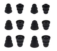 BLLQ 6 Pairs Replacement Triple Flange Conical Ear Tips Earbuds Eartips Silicone Buds for Most in Ear Headphones (Sony Senso Powerbeats Jaybird etc.) Black [S/M/L 3 Size] (3flange Tips 3)