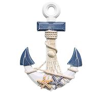 BLLREMIPSUR Anchor Wall Hanging Decor, Nautical Anchor Ship, Sea Anchor Ornaments, Wooden Mediterranean Style Wall Art Beach Theme Home Wall Decoration