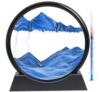 BLLREMIPSUR Moving Sand Art Picture Liquid Motion Round Glass, 3D Deep Sea Sandscape in Motion Display Flowing Sand Frame Desktop Home Office Work Decor Gifts