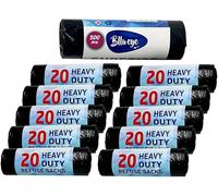 BLLU EYE - Black Heavy Duty Refuse Sack - 10 kg Kitchen Bin Liners - Everyday Use - Rubbish Large Garbage Bag - Ideal for Household, Office, 18 x 29 x 39 inches - - Pack of 600