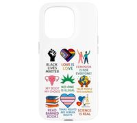 BLM Human Rights Feminism Trans Science Books LGBTQ Kindness Case for iPhone 15 Pro