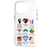 BLM Human Rights Feminism Trans Science Books LGBTQ Kindness Case for iPhone 16 Pro