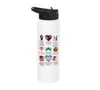 BLM Human Rights Feminism Trans Science Books LGBTQ Kindness Stainless Steel Insulated Water Bottle