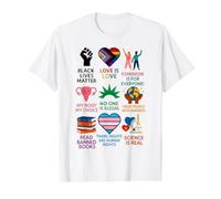 BLM Human Rights Feminism Trans Science Books LGBTQ Kindness Value Graphic T-Shirt