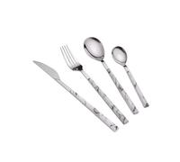 BLMAGS Beautiful Stainless Steel Cutlery Set Marble pattern Handle Table Knife Fork Spoon Utensil Mirror Polished Silverware Flatware Set Practical