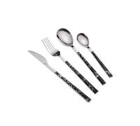 BLMAGS Beautiful Stainless Steel Cutlery Set Marble pattern Handle Table Knife Fork Spoon Utensil Mirror Polished Silverware Flatware Set Practical
