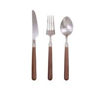 BLMAGS Beautiful Stainless Steel Kitchen Flatware Set Wooden Handle Knife Fork Spoon Tableware Reusable Silverware Cutlery Set Retro Practical