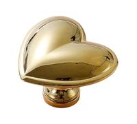 BLMAGS Pure Copper Door Handle Bathroom Wardrobe Drawer Single Hole Creative Heart-Shaped Inside and Outside Sliding Door Knob(Gold)
