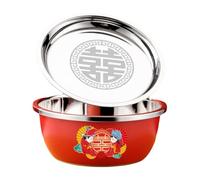 BLMAGS Stainless Steel Mixing Bowl with Lid Kitchen Beat The Eggs Salad Mixing Bowl Stackable Red Multipurpose(Red Medium,1pcs)
