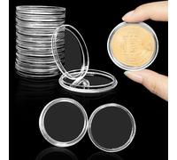 BLMHTWO 10 Pieces Coin Holder 40mm Coin Case Silver Rounds Coin Capsule Storage Professional Silver Dollar Coin Holder Container for Collectors Silver Bar Coin Collection Supplies