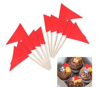 BLMHTWO 100 Pcs Mini Red Flag Toothpick for Golf Cupcake Toppers - Small Triangle Party Decoration