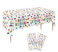 BLMHTWO 2pcs Party Disposable Tablecloths, Happy Birthday Table Cover Party Table Cloth Plastic Disposable Tablecloth for Birthday Party Baby Shower Decorations 108" x 54"