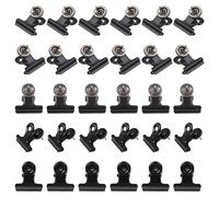 BLMHTWO 30 Pieces Thumb Tacks Clips - Black Heavy Duty Push Pins Metal Cubicle Clips Cork Board Pins No Holes for Paper, Photos, and Creative Wall Decor