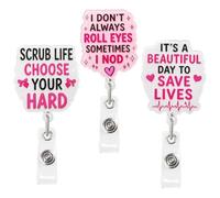 BLMHTWO 3Pcs Nurse Badge Reel Cute Badge Reels Retractable Holders with Alligator Clip for Hospital Medical Worker Doctor Nursing Student Decor