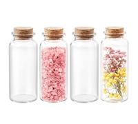 BLMHTWO 4PCS 30ml Mini Glass Bottles with Cork, Clear Tiny Bottles with Cork Glass Vials Extra Mini Jar with Lids for DIY Art Crafts Project Jewelry Pendant Party Favors