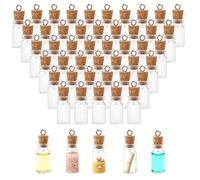 BLMHTWO 50 Pcs 1ml Mini Glass Bottles with Cork, Clear Tiny Bottles with Cork Glass Vials Extra Mini Jar with Lids for DIY Art Crafts Project Jewelry Pendant Party Favors
