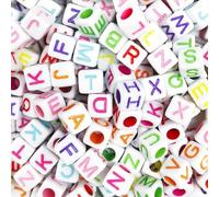 BLMHTWO 500 Pcs Square Letter Beads,Alphabet Beads Square 6mm Acrylic A to Z Pony Bead for Bracelets, Key Chains, Necklaces