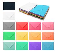 BLMHTWO 70 Mini Coloured Envelopes - Small Cards with Square Flap (15 Colors, 10x7cm/3.94x2.76 in)