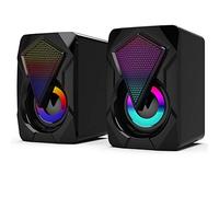 Blmirror 1 Pair Speaker for PC Desktop Computer Laptop LED Lighting Home Theater System USB Wired Sound Box