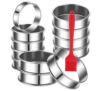 Blmirror 12Pack English Muffin Rings 3.15 Inch Crumpet Rings Stainless Steel Double Rolled Tart Rings, Cooking Pastry Ring Molds 10 X 2.5cm