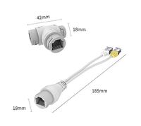 Blmirror 1Set 2-In-1 POE Camera Simplified Cable Connector Splitter Cable Connector Three-Way Plastic RJ45 Head POE Camera Install Adapter