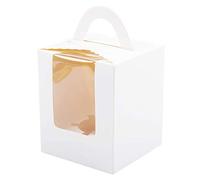 Blmirror 50 PCS Single Cupcake Boxes White Individual Cupcake Carrier Holders with Window Inserts for Bakery Wrapping Packaging