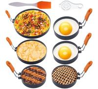Blmirror 6 Pack Stainless Steel Egg Rings for Frying Egg, for Egg Muffin Shaper with Oil Brush