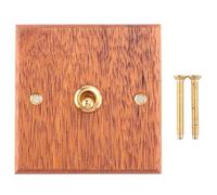 Blmirror 86 Type Solid Wood Panel Switch Wall Light Retro Brass Toggle Switch Wood Grain Electrical Switch Socket 1- Switch