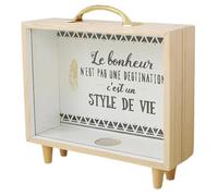 Blmirror Adventure Archive Box, Travel Shadow Box, Ticket Shadow Box with Slot, 8Inch Memory Boxes for Keepsakes Wood Color