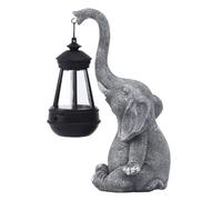 Blmirror Elephant Solar Lamp Decoration Waterproof Solid Resin Craft Elephant Ornament Statue Yard Balcony Garden Figurine Lamp B