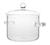 Blmirror Glass Saucepan with Cover,Stovetop Cooking Pot with Lid and Handle Simmer Pot Clear Soup Pot, High Borosilicate 1400ML Easy Install