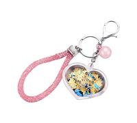 Blmirror Heart Powder Moving Liquid Keyring Fantasy Keychain Glitter Quicksand Star Keychain Car Key Pendant Birthday Gift Yellow
