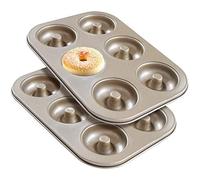 Blmirror Madeleine Pan,Non-Stick Donut Pan, 2 Pieces Donut Baking Tray, Carbon Steel Donut Mold, Donut Baking Dish Bag Mould 6 Doughnuts