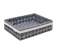Blmirror Rattan Storage Baskets Woven Basket Fruit Bread Snack Storage Tray Picnic Basket,Grey 32 X 21.5 X 6cm