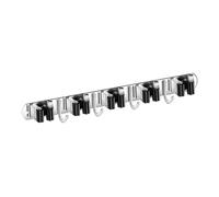 Blmirror Stainless Steel Wall Mount Bracket 5 Racks and 4 Hooks Broom Organizer Tool Rack for Home Kitchen Garage Black