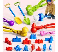 BLmukce 21 Pcs Beach Maker Clips Toys, Moulds Kit with 2 Shovels, Plastic Summer Toy for Kids 3 4 5 Years Old, Christmas Birthday Toys Gifts for Age 3-8 Boys & Girls