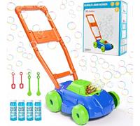 BLmukce Bubble Lawn Mower for Toddlers, Kids Push Along Toy with Automatic Bubble Blower Machine, Outdoor Garden Play Summer Birthday Gift for Boys Girls Preschool (Blue)