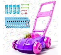 BLmukce Bubble Lawn Mower for Toddlers, Kids Push Along Toy with Automatic Bubble Blower Machine, Outdoor Garden Play Summer Birthday Gift for Boys Girls Preschool (Pink)
