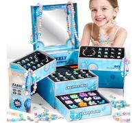 BLmukce Charm Bracelet Making Kit for Girls Ages 8-12, DIY Jewelry Making Kit & Craft Set with Beads, Charms & Necklace Supplies, Gift for Kids 4-6 7 8 Years Old (Winter Wonderland)