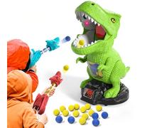 BLmukce Dinosaur Shooting Toys for Boys 2 3 4 5 6 7 Years Old, 2 Air Pump Launchers, Movable Target & 48 Foam Balls, Outdoor/Backyard Games with LED Score & Sound, Christmas/Birthday Gift for Toddlers