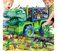 BLmukce Dinosaur Truck Toys for Kids 3-5 Years, Triceratops Transport Car Carrier with 8 Dinosaur Figures,Play Mat,Egg,Tree,T-Rex Transport Car Carrier Birthday Gifts Toys for 3 4 5+ Year Old Boy