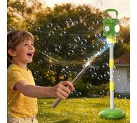BLmukce Street Lamp Bubble Machine with Magic Wand Remote, Automatic Standing Bubble Maker Height Adjustable to 47 Inches, Outdoor Battery Bubbles Blower with Light, Birthday Gifts for Kids (Green)