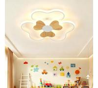 BLMYL LED Ceiling Light Flower Shape Wood Ceiling Light Dimmable 3000K-6000K 48W 50cm lamp Ceiling for Children's Rooms for Living Room, Baby Bedroom with Night Light Function
