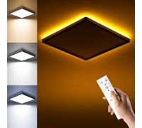 BLNAN LED Ceiling Lights for Bedroom, 24W 2400LM Dimmable Ceiling Light with Remote Control, 2000K Night Light, 3000K-6500K Square Flush Ceiling Lamp for Living Room,Bedroom, Kitchen, Black 30CM