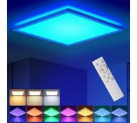 BLNAN RGB Ceiling Light with Remote, 12 Inch 24W Dimmable Led Flush Mount Ceiling Light Fixture 3000K-6500K Modern Square White Panel Lamp for Bedroom Kidroom Bathroom Party Festival
