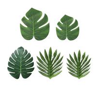 BLNC 50 Pcs Artificial Palm Leaves, Artificial Monstera Leaves Tropical Leave Decoration for Table Decorations Green Beach Jungle Party Decorations