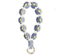 BLNC Cute Keychain, Keyring Hand-Woven Daisy Pattern Cotton Gradient Colors Keychain Floral Patterns for Women Girls Ornaments Gift（Blue）